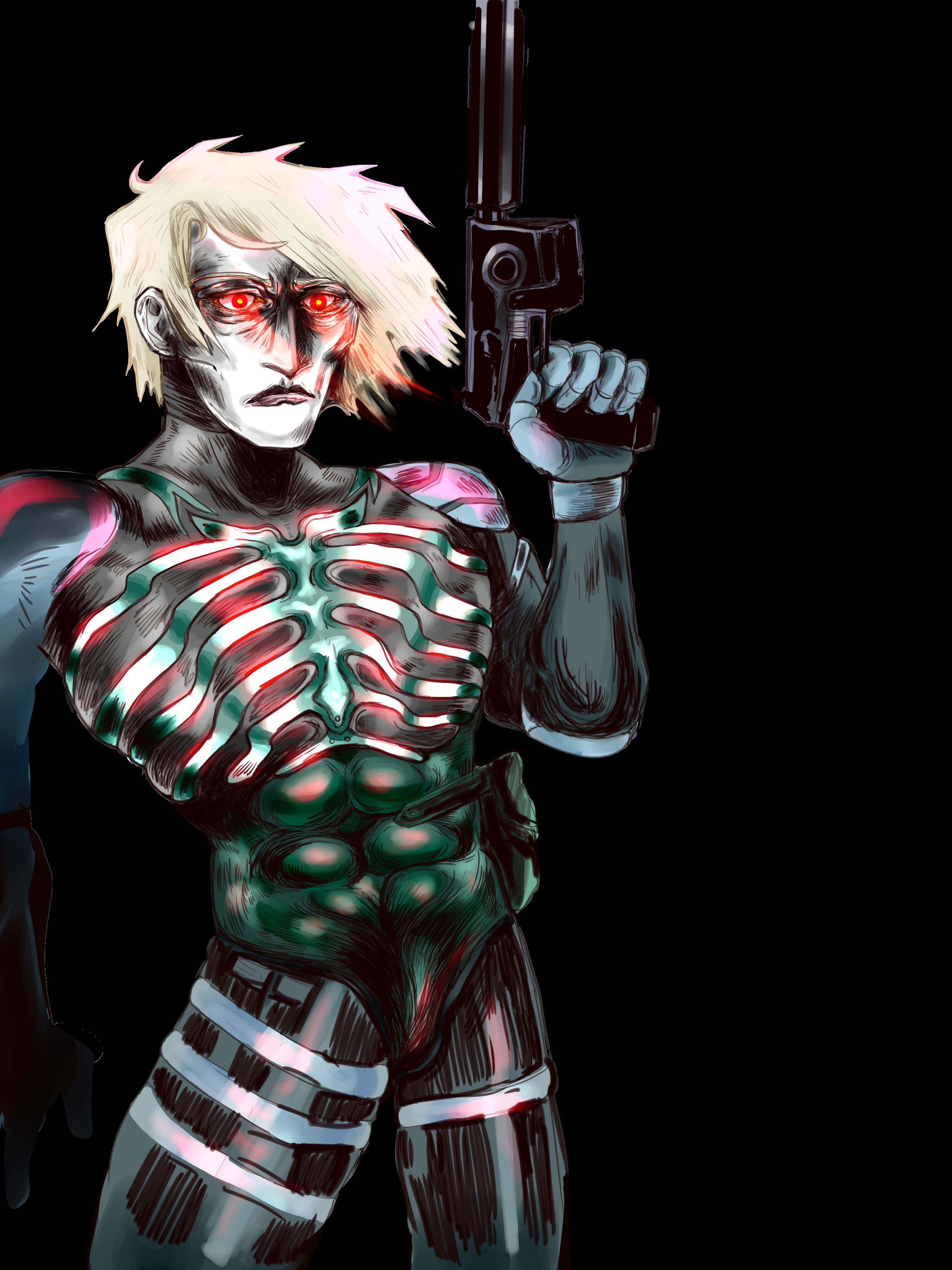 Raiden and hes scary and a little red